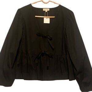 Chic Black Women's Blouse with Bow Accents